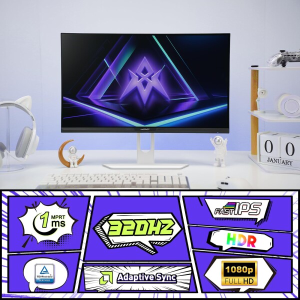 Amzfast 24.5インチ 320Hz ゲーミングモニター白 Fast IPS (1msMPRT