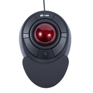 MCSaite トラックボール マウス, 光学式 USB, 5機能ボタン, 有線接続, PC/Mac対応, ブラック/レッド