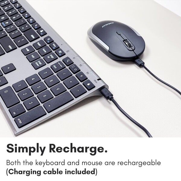 MACALLY Bluetooth ワイヤレスマウスキーボードセット テンキー付き パソコン PC 周辺機器 無線 電池式 コードレス コンボ （ 110キー マルチデバイス 3台ペアリング可能 充電可能） Apple Mac book
