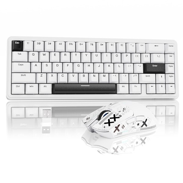 ATTACK SHARK ラピットトリガーゲーミングキーボードマウスセット X65HE 磁気スイッチ 0.01mm 8Kkz ポーリングレート R1 ワイヤレスマウス ゲーミングマウス 軽量 2.4ghz/Bluetooth/USB-C (ホワイト)