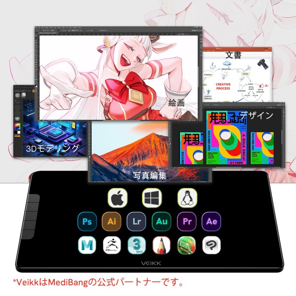 15.6インチ 液タブ 液晶タブレット 16384レベル筆圧 充電不要ペン 液晶ペンタブ イラストお絵描き スタンド付き アンチグレア指紋防止 Windows Mac Linux 対応 板タブモード ペンタブレット「2_7