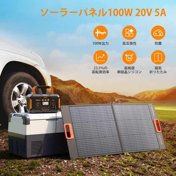 ソーラーパネル100W GRECELL 折りたたみソーラーチャージャー(20V 5A) 23.5%高転換率 単結晶 小型軽量 ポータブル電源充電器 急速充電 車用携帯型太陽光パネル 省エネたいようこうパネル 太陽_2