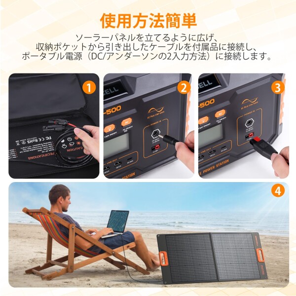 ソーラーパネル100W GRECELL 折りたたみソーラーチャージャー(20V 5A) 23.5%高転換率 単結晶 小型軽量 ポータブル電源充電器 急速充電 車用携帯型太陽光パネル 省エネたいようこうパネル 太陽_3