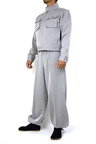 (寅壱) 寅一/ライダースジャケット&ロングニッカ(4309s554414) 上下セット 作業着 作業服 作業ズボン ニッカポッカ 鳶服 3L×W100cm 37：シルバー
