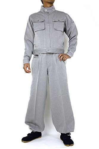(寅壱) 寅一/ライダースジャケット&ロングニッカ(4309s554414) 上下セット 作業着 作業服 作業ズボン ニッカポッカ 鳶服 3L×W100cm 37：シルバー