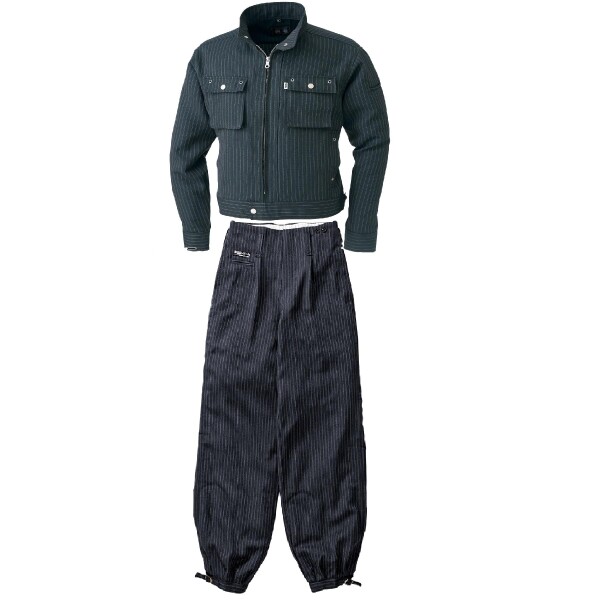 (寅壱) 寅一/ライダースジャケット&ロングニッカ(4309s554414) 上下セット 作業着 作業服 作業ズボン ニッカポッカ 鳶服 4L×W95cm 77：スミグレー
