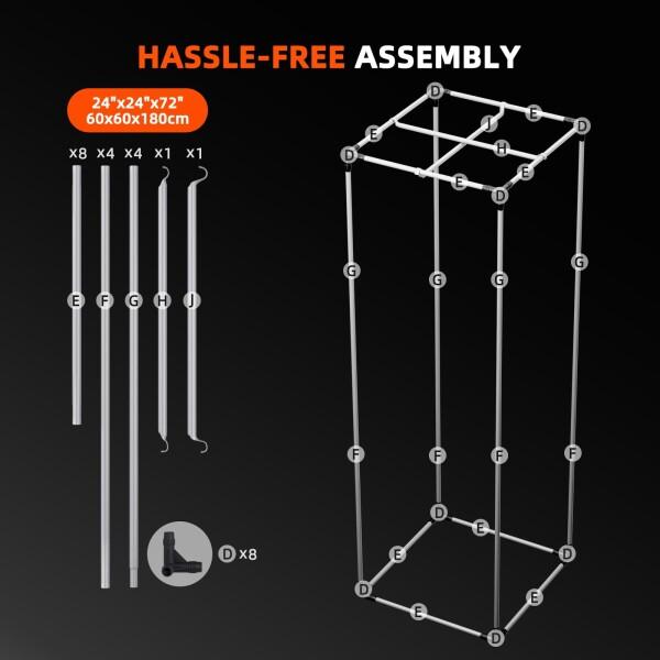 Spider Farmer 60x60x180cm 育成テント プログレード 取り外し可能なフロアトレー付き 1680D 厚手マイラーキャンバス 2x2 屋内 水耕栽培用 SF1000 SE1500 G1500用_7