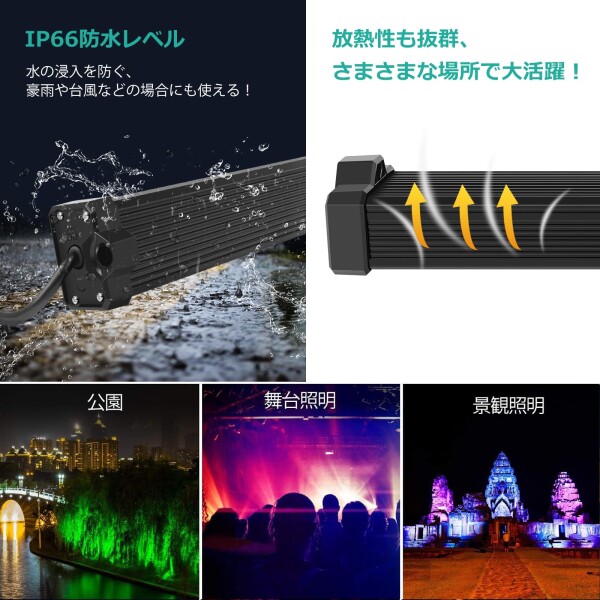 MEIKEE 42W RGB ライト 投光器 フラッドライト 高輝度 マルチカラー 調光調色 リモコン付き 室内装飾 ウォールウォッシャー 屋外看板灯 演奏舞台 雰囲気ライト IP66防雨型 水槽 誕生日パーテ_5