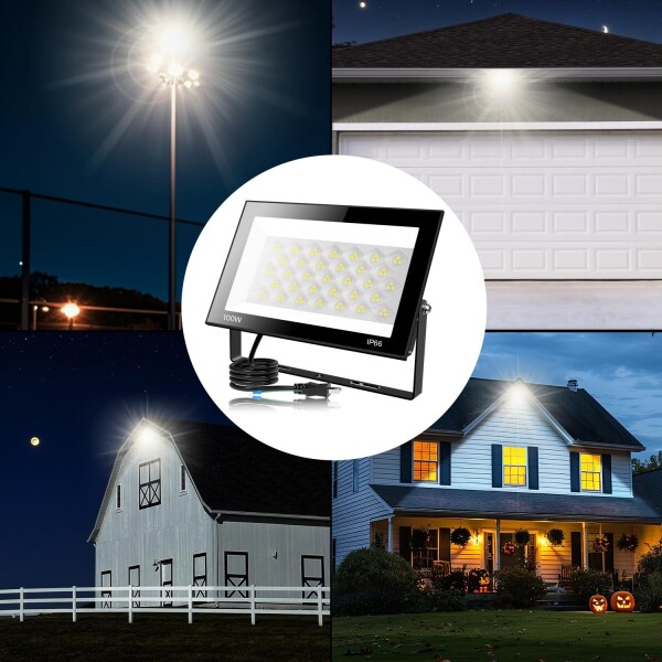LED投光器 100W 12000LM ワークライト 作業灯 IP66防水 昼光色 6500K LEDライト 屋内屋外 100V対応 高輝度 高演色Ra85以上 省エネ 120°広角 屋台 照明 防災対策 PSE認証済み 日本語取扱説明書付き_8
