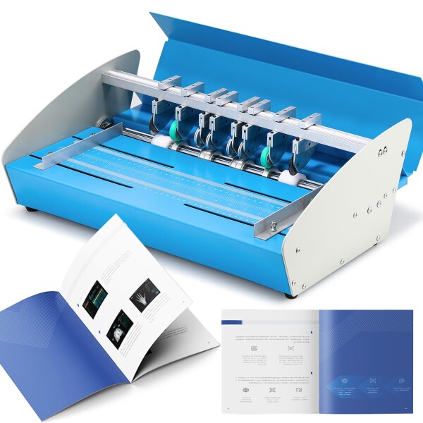 NEWTRY 自動紙折り機 紙折り マーキングプレス機 1台3役 紙折り 破線 カット 最大用紙幅460mm インデントマシン A4 文書、名刺、写真、招待状などの背を作る 業務用 高精密 省力化 卓上型 刃