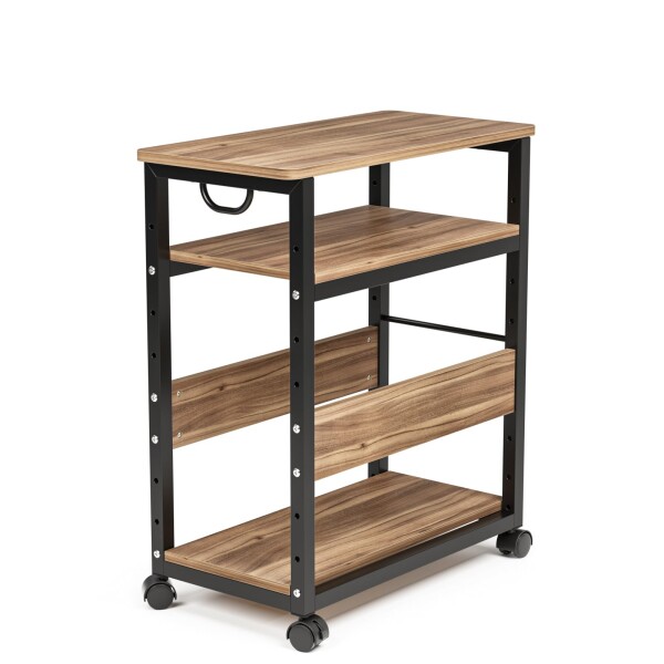 DEWEL パソコンワゴン デスクワゴン 3段 木製 pcワゴン キャスター付き 取っ手付き 収納棚 サイドデスク 棚板高さ調節可能 オフィス収納 サイドワゴン 組立品 幅60×奥行30×高さ70cm 一年保