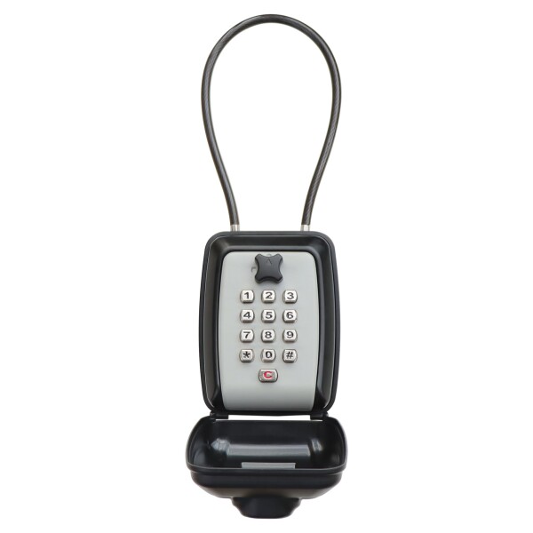 BenRich キーボックス 屋外 防水 12桁ダイヤル ワイヤーロープ付き 南京錠付き キー収納ボックス 大容量 盗難防止 - キャンプ サーフィン 事務所 工事現場 倉庫 車 アパート用 - 日本語説明