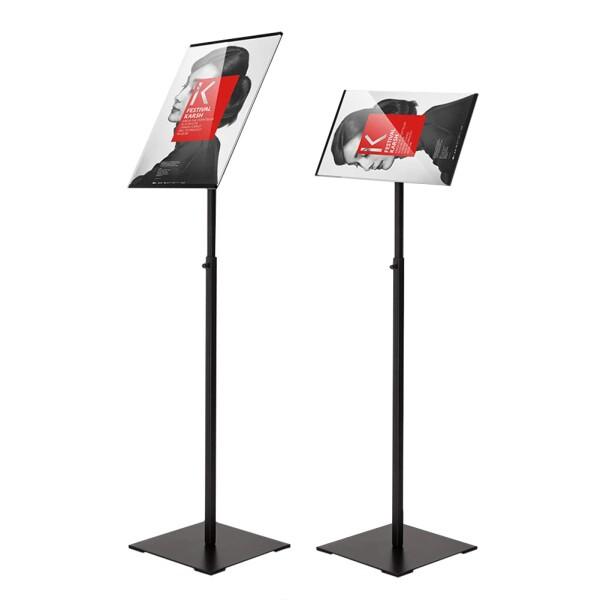 PonyLes 立て看板 A3 A4 案内板 伸縮式 鉄製 アクリル製 高さ調節可能 縦横通用 180度回転 スタンドボード 伸縮メニュースタンド お知らせボード 掲示板 スタンド イベント受付 (ブラック, A3)