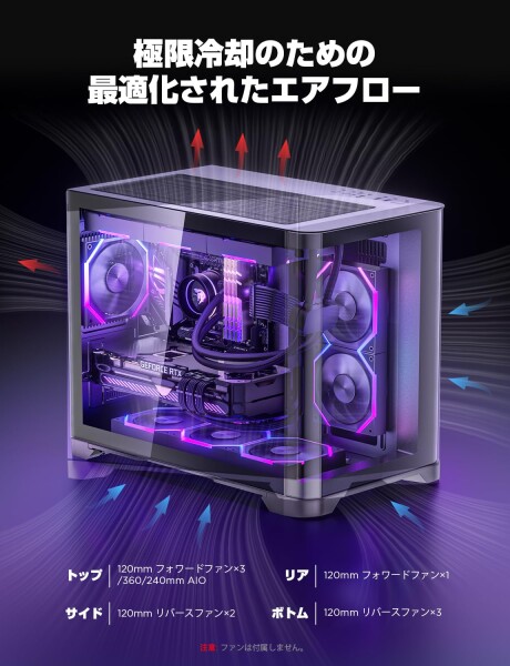 AsiaHorse Micro ATX PCケース ミドルタワー デュアルチャンバー 180 
