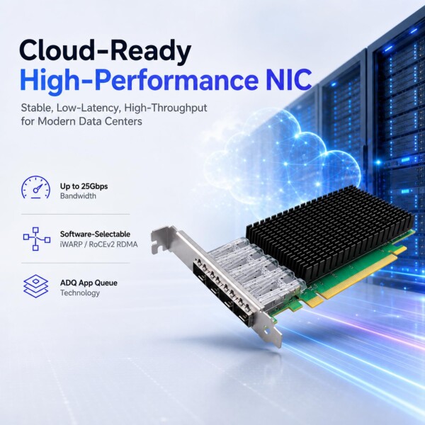 GLOTRENDS ST7342 4ポート25Gb SFP28 LANカード（Intel E810-CAM1コントローラー、RDMA iWARPおよびRoCEv2対応）、AIクラウドHPC・通信データセンター向けフルストレージおよび仮想化オフロード_4