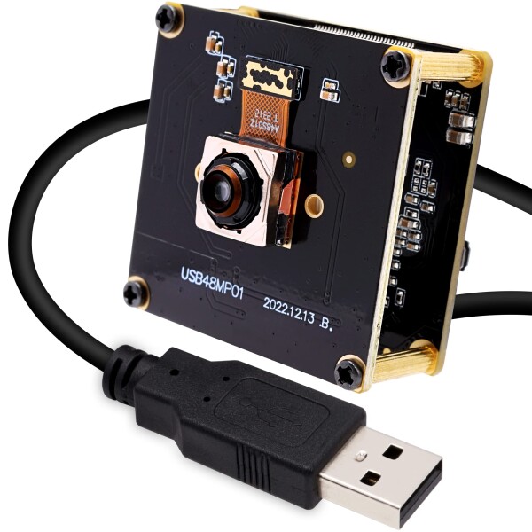 ELP 4800万画素 Webカメラ オートフォーカス 広角 小型 USBカメラモジュール パソコン 70度歪みのないレンズ 8K ウェブカメラボード UVC USB2.0 Webかめら 6000P PCカメラ ミニ ビデオカメラ CCTV 工