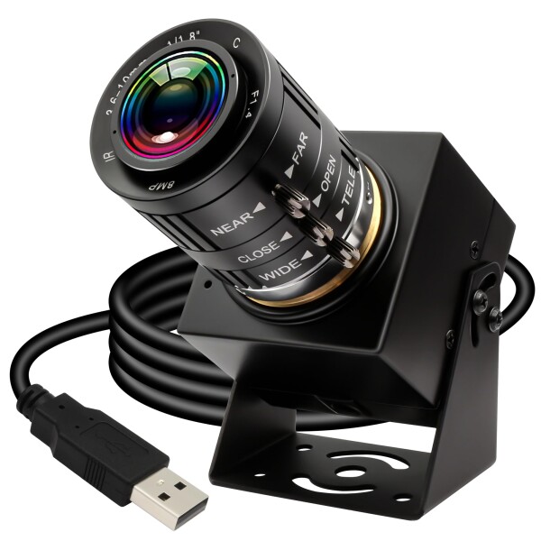 ELP 1080P 120fps マニュアルズームウェブカメラ1200万画素3.6-10mm可変焦点Webかめらコンピューター用12MP高速UVC USB2.0 PCカメラデスクトップコンピューター用産業用セキュリティカメラ3倍ズー