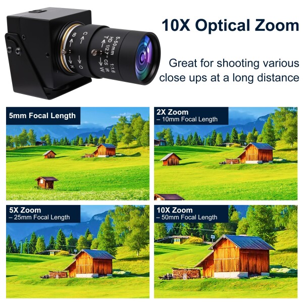 SVPRO 8MP USBカメラ、Varifocal 5-50mm CSマウントレンズ付きマニュアルフォーカスウェブカメラ-10倍ズーム外付けカメラ ノートパソコン パソコン用 UVCプラグアンドプレイUVC_2