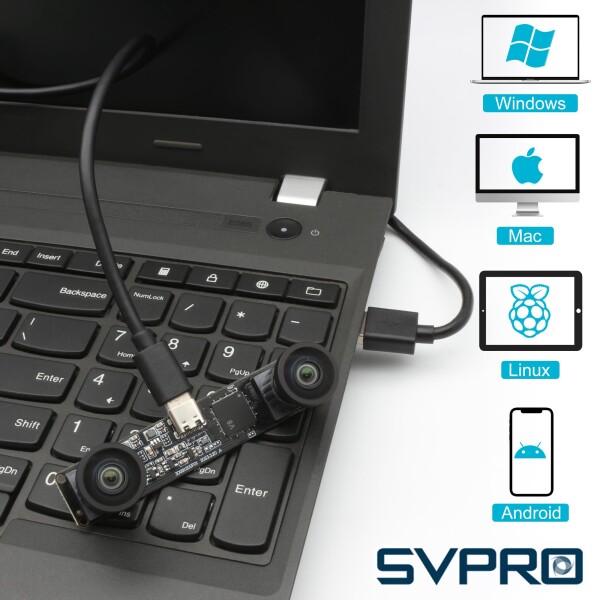 SVPRO 1200P 60fps グローバルシャッターUSBカメラ デュアルM12レンズ付き 3Dステレオ広角コンピュータービジョン 産業用顔認識カメラ Windows、Linux、Android、MacOS、Raspberry Pi用_2