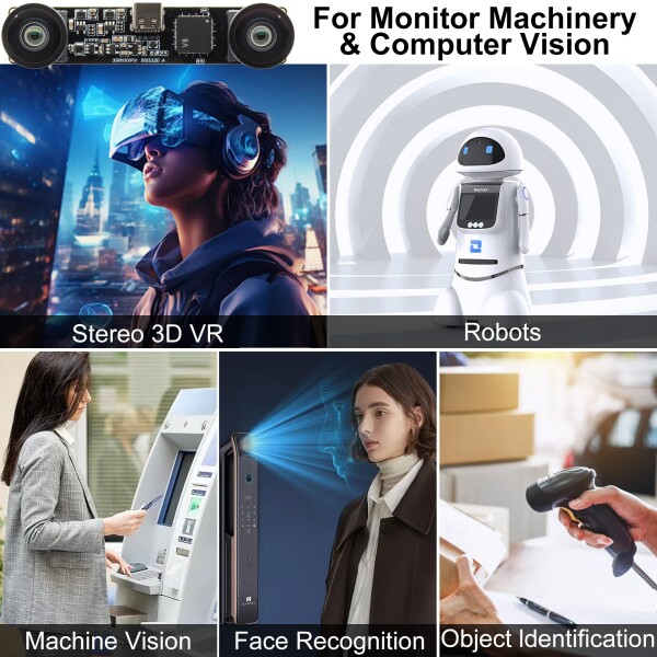 SVPRO 1200P 60fps グローバルシャッターUSBカメラ デュアルM12レンズ付き 3Dステレオ広角コンピュータービジョン 産業用顔認識カメラ Windows、Linux、Android、MacOS、Raspberry Pi用_5