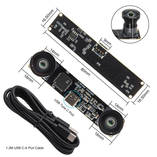 SVPRO 1200P 60fps グローバルシャッターUSBカメラ デュアルM12レンズ付き 3Dステレオ広角コンピュータービジョン 産業用顔認識カメラ Windows、Linux、Android、MacOS、Raspberry Pi用_7