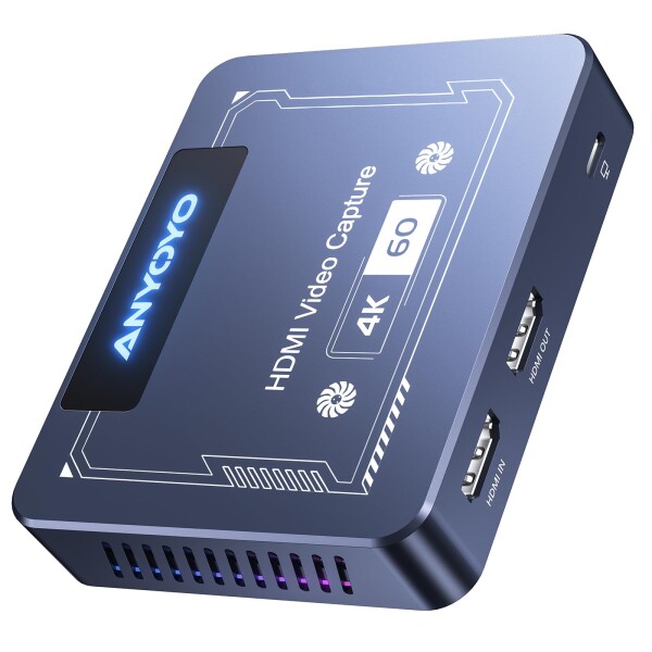 ANYOYO キャプチャーボード 超低遅延 4K60fps HDR/VRR HDMIパススルー USB3.0 ゲーム実況・動画編集用 外付け録画カード Windows/Mac/Linux対応（Xbox Series X/S/Steam Deck対応）