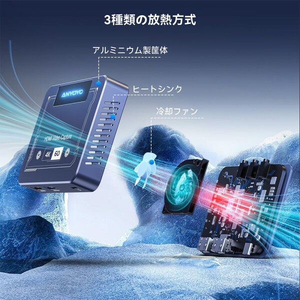 ANYOYO キャプチャーボード 超低遅延 4K60fps HDR/VRR HDMIパススルー USB3.0 ゲーム実況・動画編集用 外付け録画カード Windows/Mac/Linux対応（Xbox Series X/S/Steam Deck対応）_4