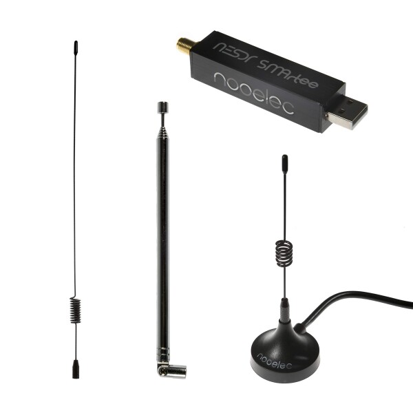 Nooelec NESDR SMArTee v2 バンドル - 統合バイアス・ティー、アルミニウム・エンクロージャ、0.5PPM TCXO、SMA入力＆3アンテナを備えたプレミアムRTL-SDR RTL2832UおよびR820T2ベースのソフトウェア無