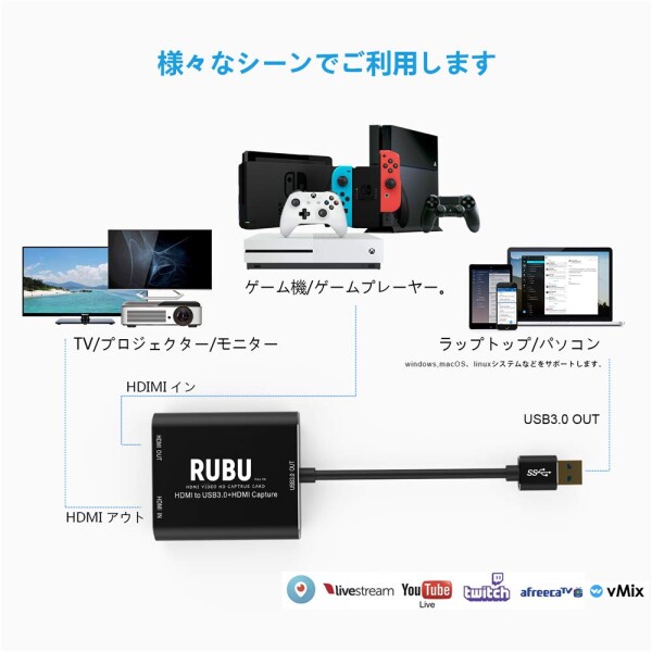 HDMI キャプチャ カード ゲーム キャプチャ ビデオ ブロードキャスト キャプチャ ボード_1