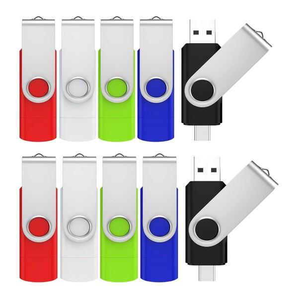 ABLAZE USBメモリ 8GB 10本セット USB2.0 + Type-C デュアルコネクタ フラッシュドライブ iPhone16/15, Android スマホ, パソコン, タブレット, Mac, iPad 対応