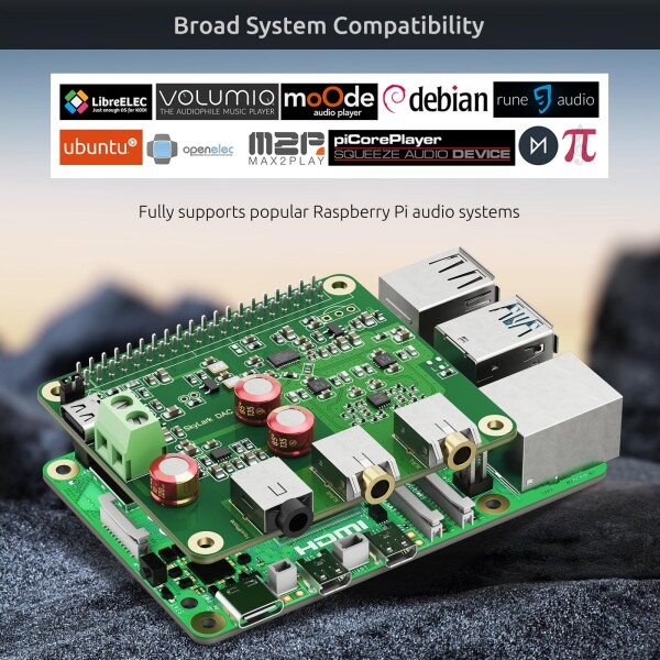 InnoMaker HiFi DAC Pro Hat ES9038Q2Mチップ搭載 Raspberry Pi 5/4/3B+/3B/Zero対応 - ハイレゾオーディオカード (PCM 384KHz/32bit &amp; DSD512)、DACコンバーター、Volumio/Moode対応、ヘッドホン＆バランス出力_3