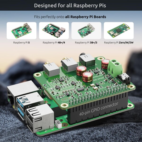 InnoMaker HiFi DAC Pro Hat ES9038Q2Mチップ搭載 Raspberry Pi 5/4/3B+/3B/Zero対応 - ハイレゾオーディオカード (PCM 384KHz/32bit &amp; DSD512)、DACコンバーター、Volumio/Moode対応、ヘッドホン＆バランス出力_4