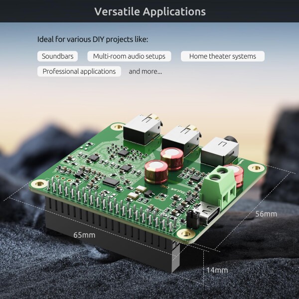 InnoMaker HiFi DAC Pro Hat ES9038Q2Mチップ搭載 Raspberry Pi 5/4/3B+/3B/Zero対応 - ハイレゾオーディオカード (PCM 384KHz/32bit &amp; DSD512)、DACコンバーター、Volumio/Moode対応、ヘッドホン＆バランス出力_6