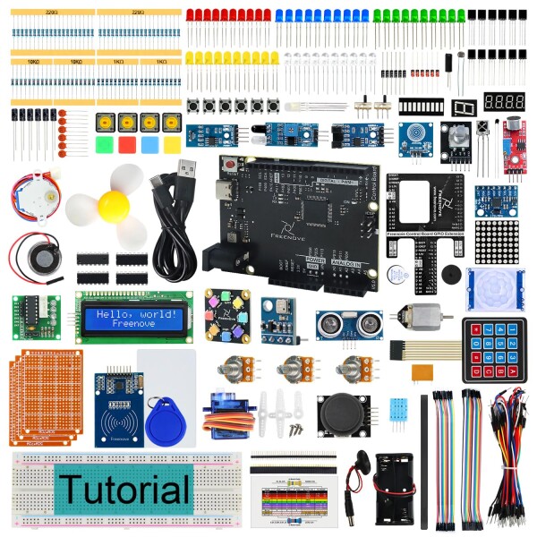 Freenove 完全スターターキット V5 Rev4 Mini （Arduino IDE に対応）、Arm Cortex-M4 マイクロコントローラー搭載、474ページの詳細なチュートリアル、343 点の部品、90 プロジェクト付き