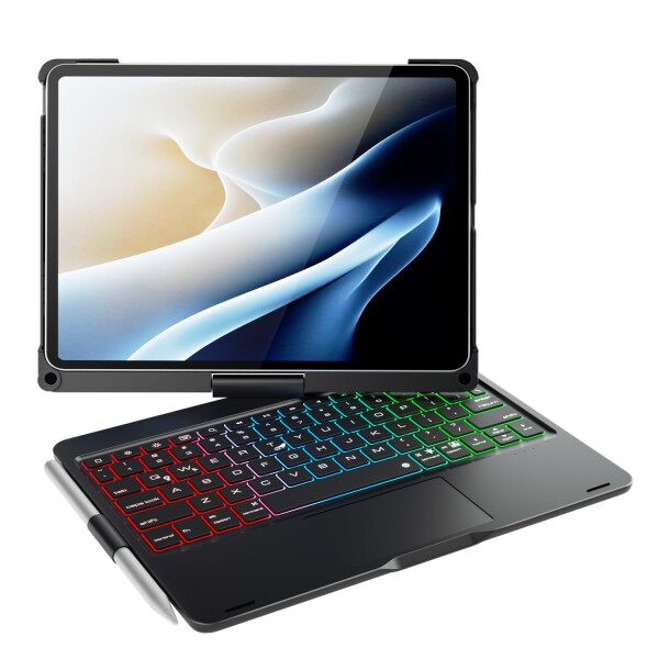 doqo iPad A16 第11世代/第10世代用 キーボードケース iPad Air 11インチ M3 2025/M2 2024 Air第5/4世代10.9インチ Pro11インチ第4/3/2/1世代対応 360°回転式キーボード 軽量 超高精度タッチパッド搭載 Type-C