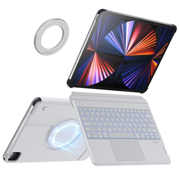 Nillkin 超軽量 キーボード iPad Pro 12.9インチ（2020/2021/2022）タブレット用 着脱式 超高精度タッチパッド搭載 usb-c充電 多角度調整 バックライト 多用途磁吸補助リング付き 壁、ガラス、冷蔵