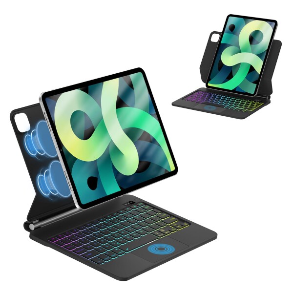 AVNICUD iPad Air 11インチ (M2 2024 / M3 2025) iPad Air 6 i-Pad A-ir 第5/4世代 キーボードケース マルチタッチジェスチャー対応 バックライト付き 磁気吸着 第4/3/2/1世代適用