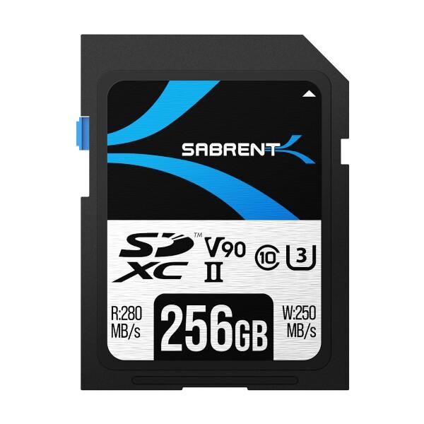 SABRENT SDカード 256GB、SDカード V90、メモリーカード、UHS-IIメモリーカード、280MB/秒の高速転送、キヤノン、富士フイルム、パナソニック、ニコン、その他のあらゆるUHS-IIカメラと互換性あ