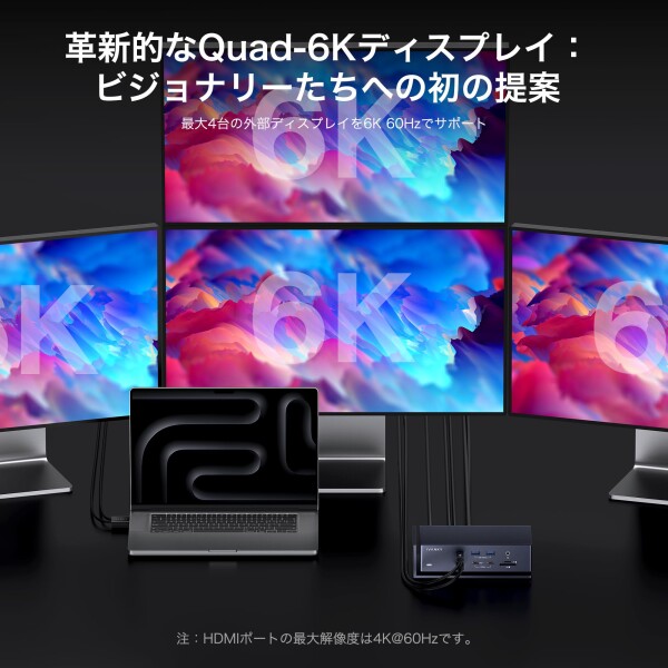 iVANKY FusionDock Max 1 Thunderbolt 4と互換性があります、20-in-1 Quad 6K@60Hzモニタードッキングステーション、40Gbpsドック for MacBook M1/M2/M3/M4/M5 Pro/Max、2HDMI 2.0、96W PD、10Gbps 5USB-A および 2USB-C、2.5 GbE_4