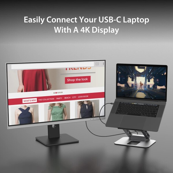 j5create ノートパソコンスタンド USB-C 4K@30Hz HDMIディスプレイハブ付き - USB-A 5Gbps×2、4K@30Hz HDMI、PD 100W、USB-C 5Gbps | MacBook/WindowsノートPC対応 アルミ製スタンド (JTS327)