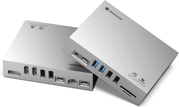 Yottamaster USB-C ドッキングステーション 15-IN-1 USB-C ドック 2画面4K@60Hz出力 Displaylink対応 HDMI+DisplayPort搭載 100W PD充電 USB3.1 Gen1 Type-A Type-Cポート搭載 有線LAN 1Gbps イーサネットポート 3.5mmオー