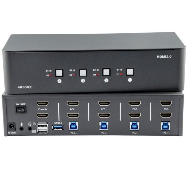 Bytecc KVM スイッチ 2 台のモニター、4 台のコンピューター、4 入力 2 出力、USB 3.0 ジャック付き 8k HDMI スイッチ、4 台のコンピューターでキーボードとマウス セットを共有、Windows/Mac/Linux