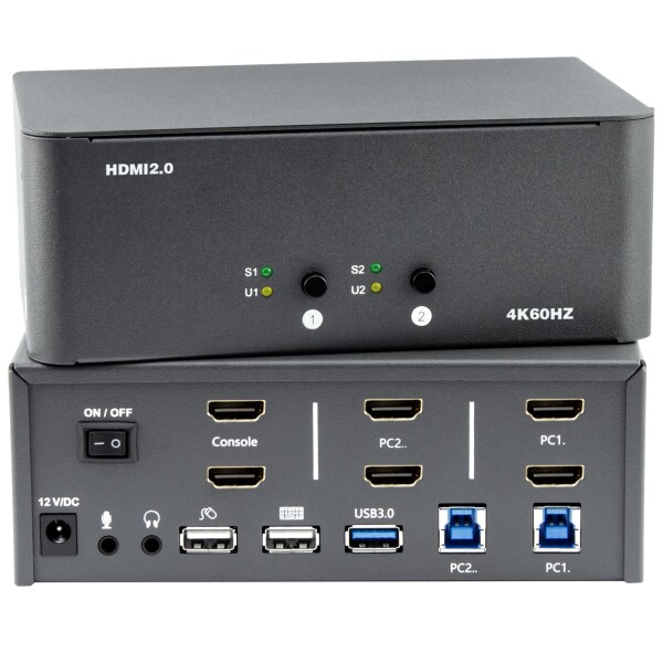 Bytecc KVM スイッチ 2 台のモニター、2 台のコンピューター、2 入力 2 出力、8k HDMI スイッチ、USB 3.0 ジャック付き、キーボードとマウスのセットを 2 台のコンピューターで共有、Windows/Mac/Lin_8