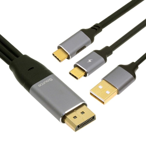 NFHK ディスプレイポート - USB C ケーブル 4k@60hz USB 電源対応 タッチディスプレイ対応 ポータブルスクリーン/VR グラスに接続されたホスト用 6.56 フィート/2.0 メートル