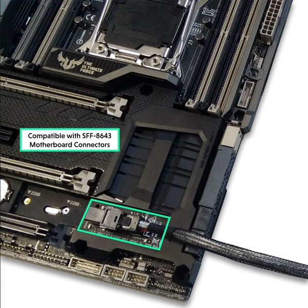 LINKUP SATA電源付き、内部16G U.2ケーブル（85[オーム] 85 ohm PCIE 3.0 Mini SAS HD-U.2 / SFF-8643-SFF-8639ケーブル） - 0.9m / 3フィート_2