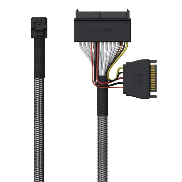 LINKUP SATA電源付き、内部16G U.2ケーブル（85[オーム] 85 ohm PCIE 3.0 Mini SAS HD-U.2 / SFF-8643-SFF-8639ケーブル） - 0.9m / 3フィート_5