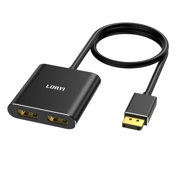 DisplayPort to デュアル DisplayPort 分配器 スプリッター 4K60Hz Displayport 1.4 ハブ デュアルモニター 拡張 モード対応 ミラーモード 1 in 2 Out Display Port ハブ