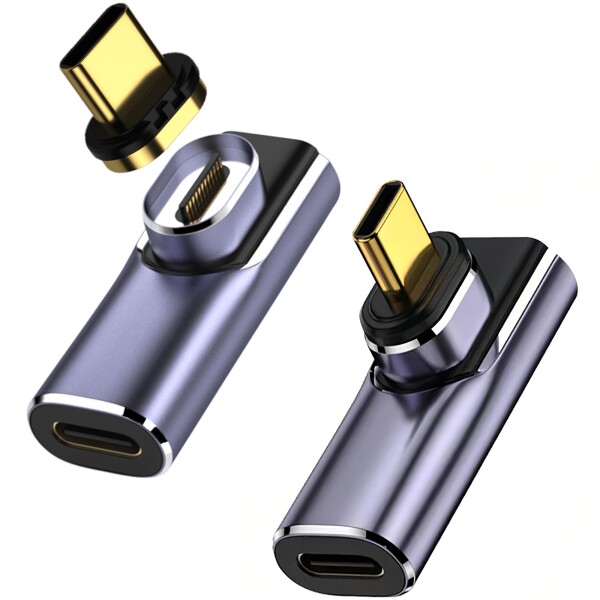 MUXER USB C マグネット アダプタ L字、40Gbps USB4高速データ転送、140W PD急速充電、8K 60Hz HD映像信号伝送、USB4.0 Type-C マグネット オス メス 変換、PC/MacBook/iPhone/Androidスマホ/Switchおよび他のUSB-C