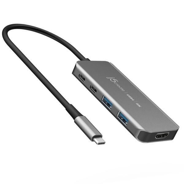 j5create 8K60 スリムハブ - 6イン1 USB4 ハブ 8K60/4K144 HDMI、85W PD 充電、 Type-A x2、USB-Cポートx2 | MacBook、Windowsノートパソコン、Thunderbolt 3/4、USB4 に対応 (JCH453)