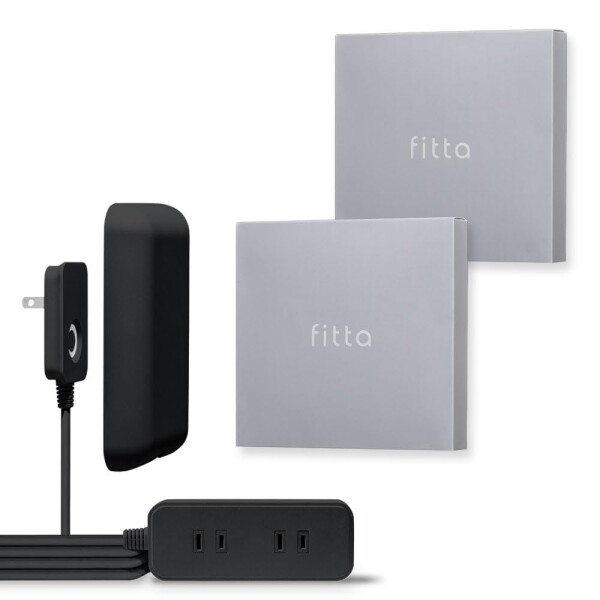fitta 電源タップ 壁に溶け込む コンセントカバー (ブラック) (2個セット) 0.9m 3個口 ほこりシャッター コンセント タップ コンセントガード おしゃれ